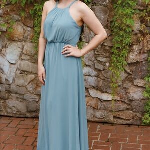 SHOW ME YOUR MUMU Amanda Silver Sage Crisp Chiffon Maxi Dress, M